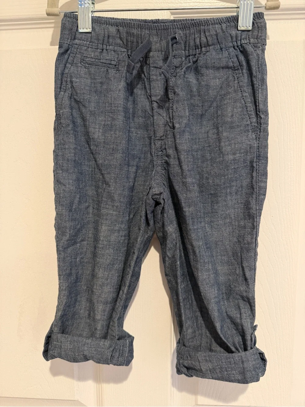 Baby GAP Chambray Pull On Roll Tab Pants Blue Cotton Boys 4T